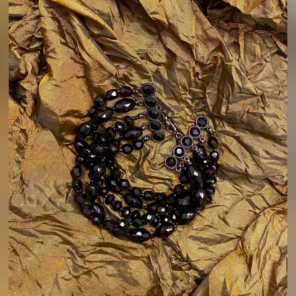 Glamorous Cuff Of Multiple Strings Of Black Beads - image 8